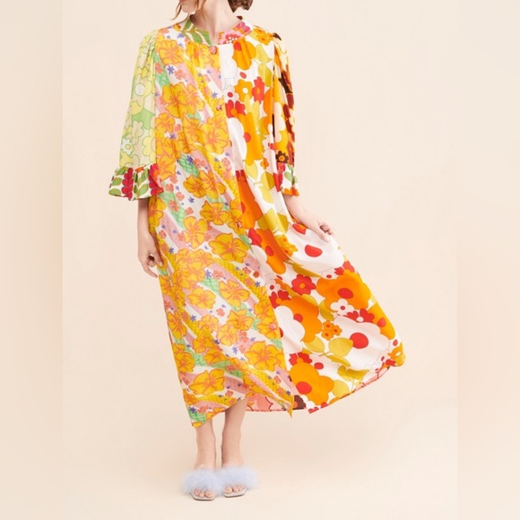 CeliaB Titanite Duster Kaftan in a multicolor floral mixed print Size S - Picture 10 of 13